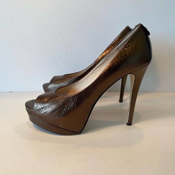 MICHAEL Michael Kors Women Brown Leather Fish Scale Pump Shoes US 8.5M - Picture 3 of 9